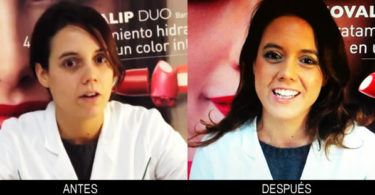 Elisabel, antes y después de realizar la sesión de maquillaje